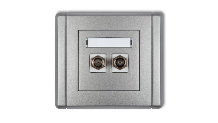 FLEXI Gniazdo antenowe podwójne typu F (SAT) niklowane srebrny metalik 7FGF-2