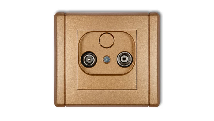 FLEXI Gniazdo antenowe RTV przelotowe 15dB złoty metalik 8FG15P