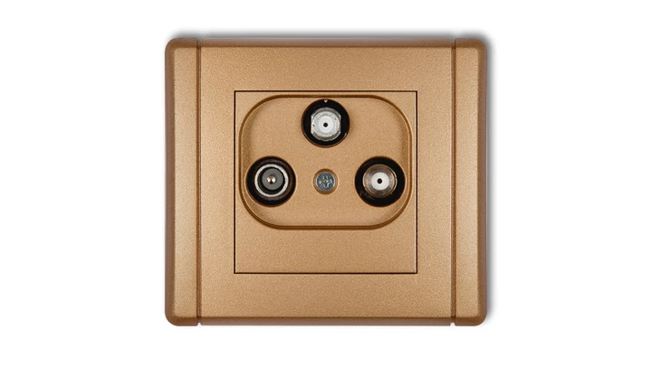 FLEXI Gniazdo antenowe 2 wyjścia SAT + TV złoty metalik 8FGSN