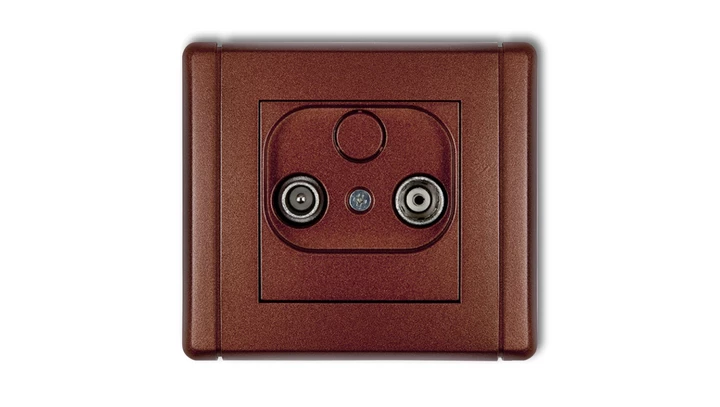 FLEXI Gniazdo antenowe RTV przelotowe 15dB brązowy metalik 9FG15P