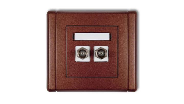 FLEXI Gniazdo antenowe podwójne typu F (SAT) niklowane brązowy metalik 9FGF-2