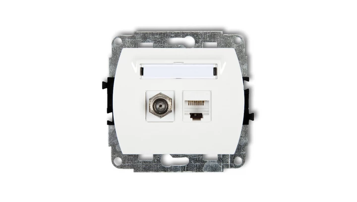 TREND Gniazdo antenowe pojedyncze typu F (SAT) + gniazda komputerowe pojedyncze 1xRJ45 kat. 5e 8-stykowy biały GFK-1