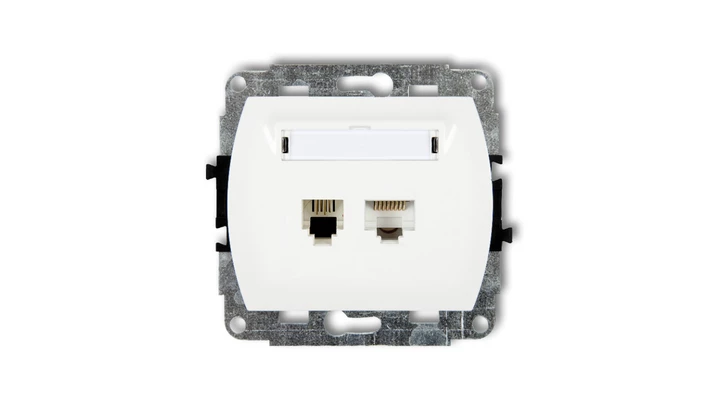 TREND Gniazda telefoniczne pojedyncze 1xRJ11 + komputerowego pojedynczego 1xRJ45, kat. 5e, 8-stykowy biały GTK