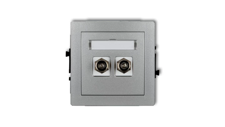 DECO Gniazdo antenowe podwójnego typu F (SAT) pozłacany srebrny metalik 7DGF-2.1