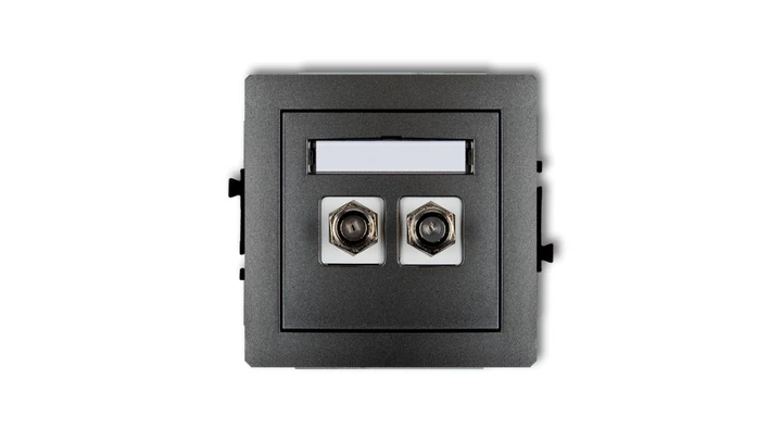 DECO Gniazdo antenowe podwójnego typu F (SAT) pozłacany grafitowy 11DGF-2.1