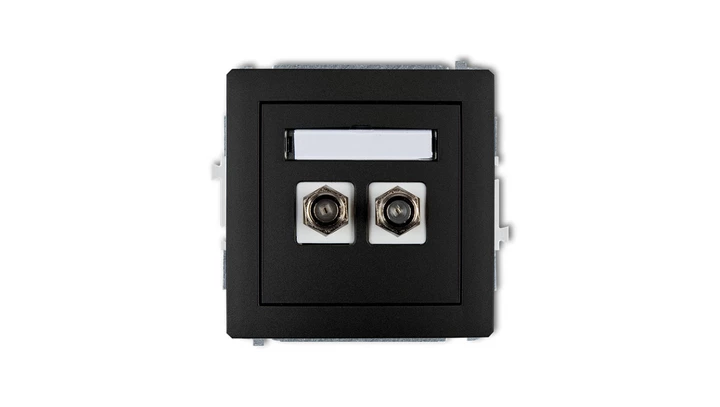 DECO Gniazdo antenowe podwójnego typu F (SAT) pozłacany czarny mat 12DGF-2.1