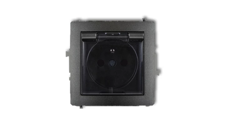 DECO Gniazdo bryzgoszczelne z/u (klapka dymna) grafitowy 11DGPB-1zdp