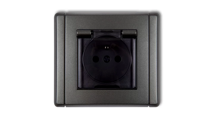 FLEXI Gniazdo bryzgoszczelne z/u (klapka dymna) grafitowy 11FGPB-1zdp