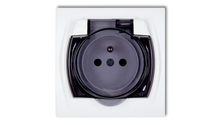 LOGO Gniazdo bryzgoszczelne z/u (klapka dymna) biały LGPB-1zdp