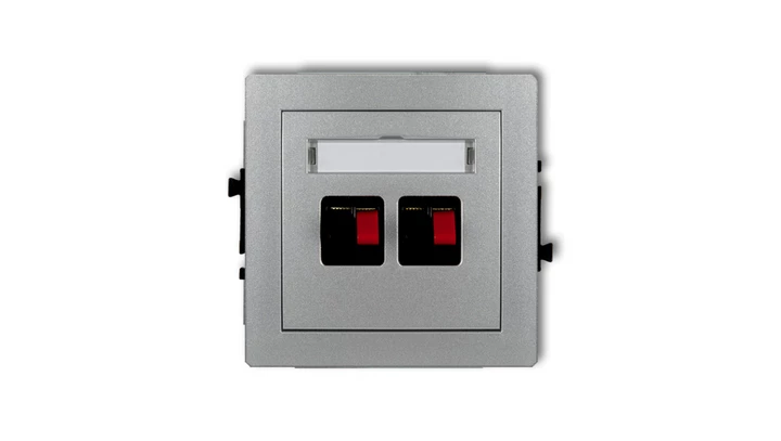 DECO Gniazdo głośnikowe podwójne srebrny metalik 7DGG-2