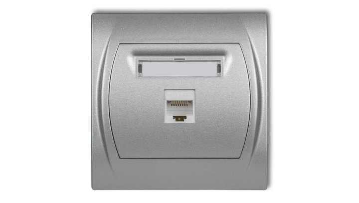 LOGO Gniazdo komputerowe pojedyncze 1xRJ45, kat. 5e, 8-stykowy srebrny metalik 7LGK-1