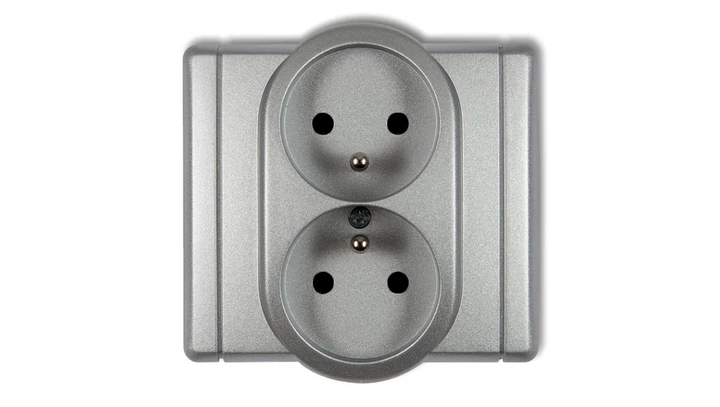 FLEXI Gniazdo podwójne z/u srebrny metalik 7FGP-2zp