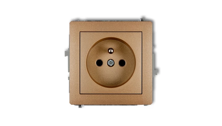 DECO Gniazdo pojedyncze z/u 2P+Z złoty metalik 8DGP-1zp