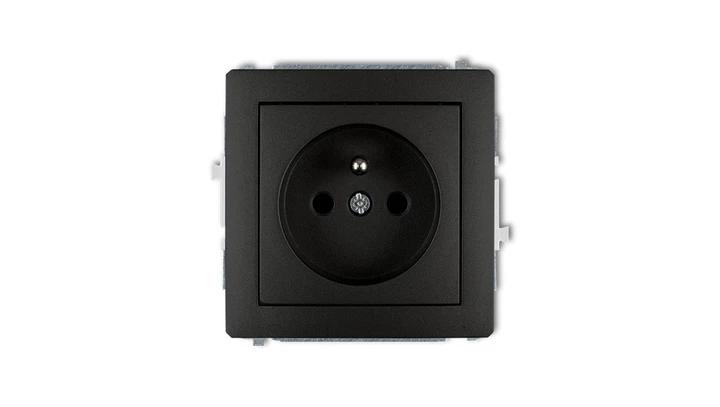 DECO Gniazdo pojedyncze z/u 2P+Z czarny mat 12DGP-1zp