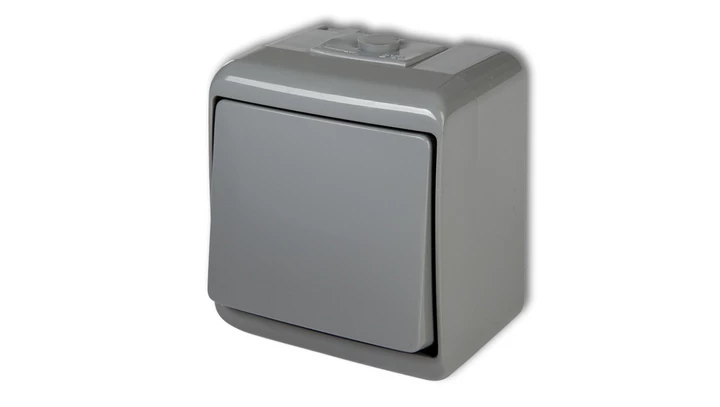 JUNIOR Łącznik jednobiegunowy popielaty IP54 10WHE-1