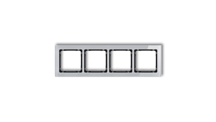 DECO Ramka poczwórna - efekt szkła (ramka: szara spód: czarny) szary 15-12-DRS-4