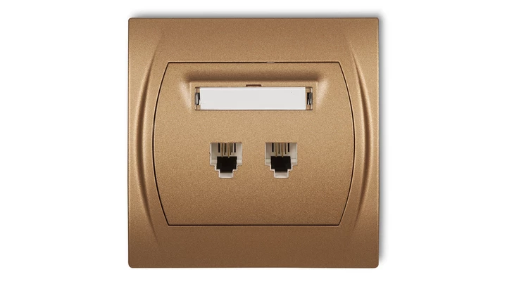 LOGO Gniazdo telefoniczne podwójne 2xRJ11, 4-stykowy złoty metalik 8LGT-2