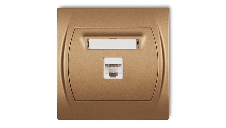 LOGO Gniazdo komputerowe pojedyncze 1xRJ45, kat. 5e, 8-stykowy złoty metalik 8LGK-1