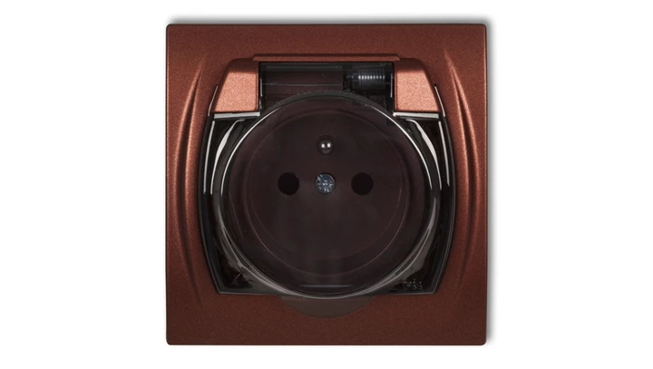 LOGO Gniazdo bryzgoszczelne z/u (klapka dymna) brązowy metalik 9LGPB-1zdp