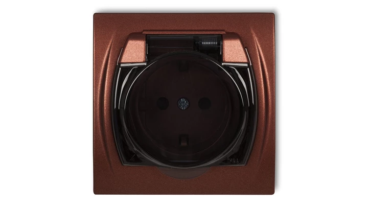 LOGO Gniazdo bryzgoszczelne z/u SCHUKO (klapka dymna) brązowy metalik 9LGPB-1sdp