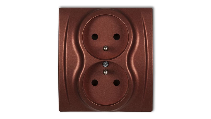 LOGO Gniazdo podwójne z/u brązowy metalik 9LGP-2zp
