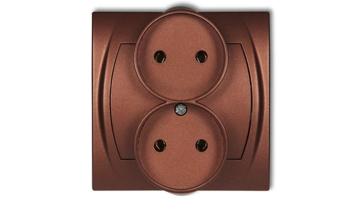 LOGO Gniazdo podwójne 2x(2P) brĄzowy metalik 9LGPR-2