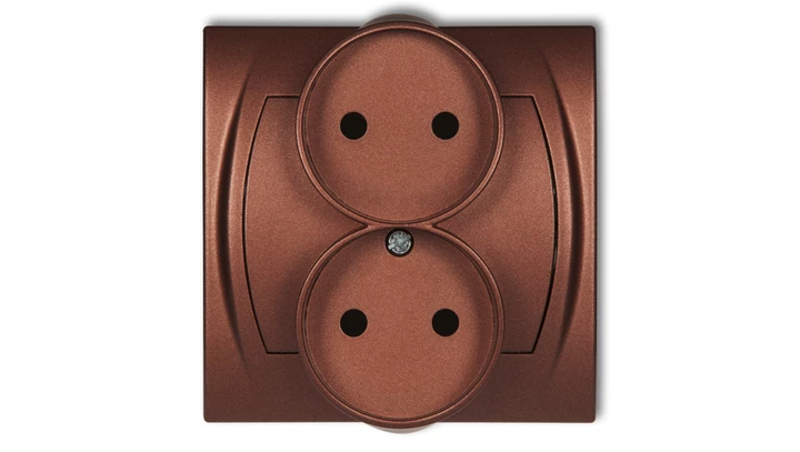 LOGO Gniazdo podwójne 2x(2P) z przesłonami brĄzowy metalik 9LGPR-2p