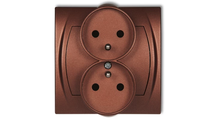 LOGO Gniazdo podwójne z/u z przesłonami brĄzowy metalik 9LGPR-2zp