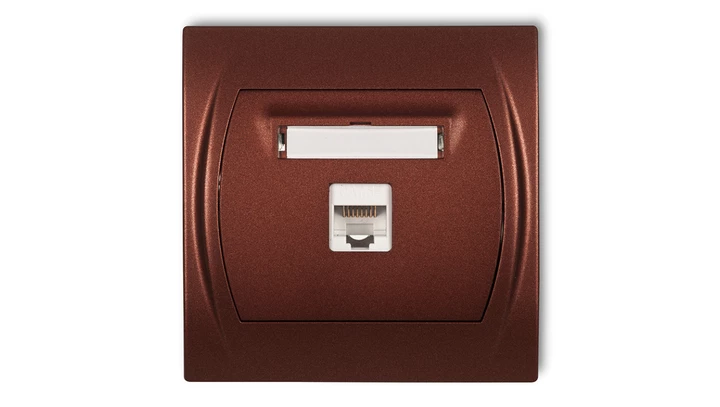 LOGO Gniazdo komputerowe pojedyncze 1xRJ45, kat. 5e, 8-stykowy brĄzowy metalik 9LGK-1