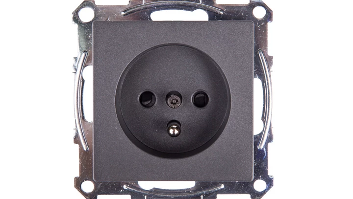 Merten System M Gniazdo pojedyncze z/u 16A IP20 z przesłonami antracyt MTN2600-0414