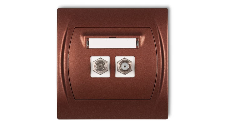 LOGO Gniazdo antenowe podwójne typu F (SAT) brĄzowy metalik 9LGF-2