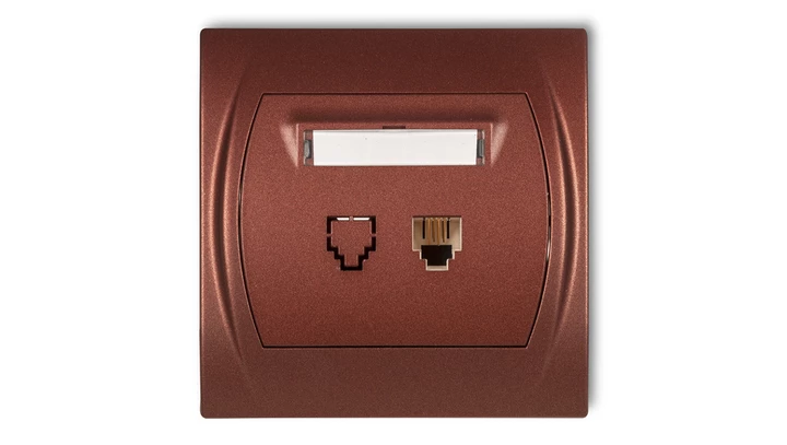 LOGO Gniazdo telefoniczne pojedyncze 1xRJ11, 4-stykowy brĄzowy metalik 9LGT-1