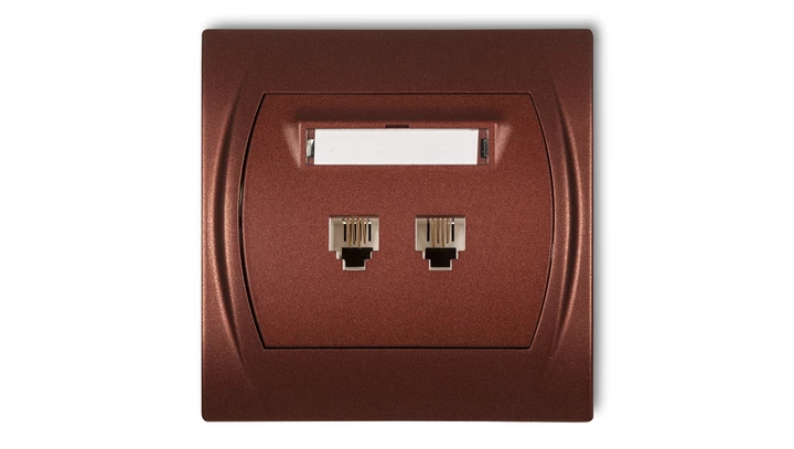 LOGO Gniazdo telefoniczne podwójne 2xRJ11, 4-stykowy brĄzowy metalik 9LGT-2