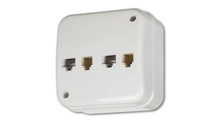 LIZA Gniazdo teleinformatyczne n/t 2xRJ11, 4-stykowe + 2xRJ45, kat. 5e, 8-stykowe biały GNTK-4