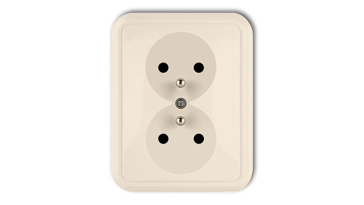 LIZA Gniazdo podwójne z/u beżowy 1GPT-2z