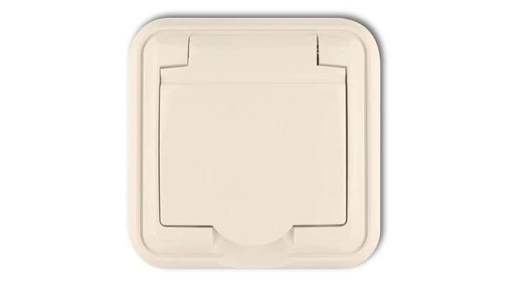 LIZA Gniazdo bryzgoszczelne z/u (klapka beľowa) beżowy 1GPH-1z