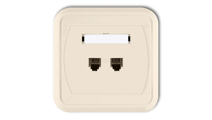 LIZA Gniazdo telefoniczne podwójne 2xRJ11, 4-stykowe beżowy 1GLT-2