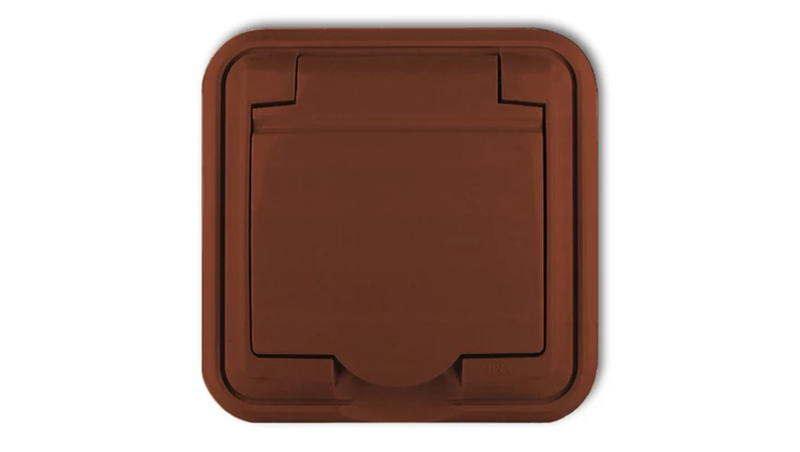 LIZA Gniazdo bryzgoszczelne z/u (klapka brĄzowa) brązowy 4GPH-1z