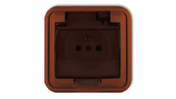 LIZA Gniazdo bryzgoszczelne z/u (klapka dymna) brązowy 4GPH-1zd