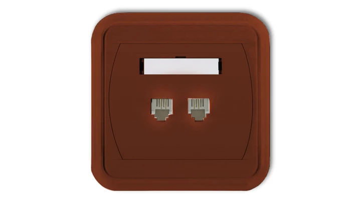 LIZA Gniazdo telefoniczne podwójne 2xRJ11, 4-stykowe brązowy 4GLT-2