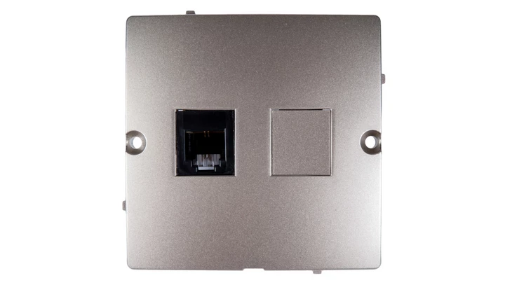 Simon Basic Gniazdo telefoniczne pojedyncze RJ11 satynowe BMTF1.02/29