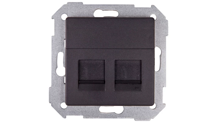 Simon 82 Pokrywa gniazda komputerowego podwójnego 2xRJ45 płaska z adapterem i przesłoną grafit 82006-38