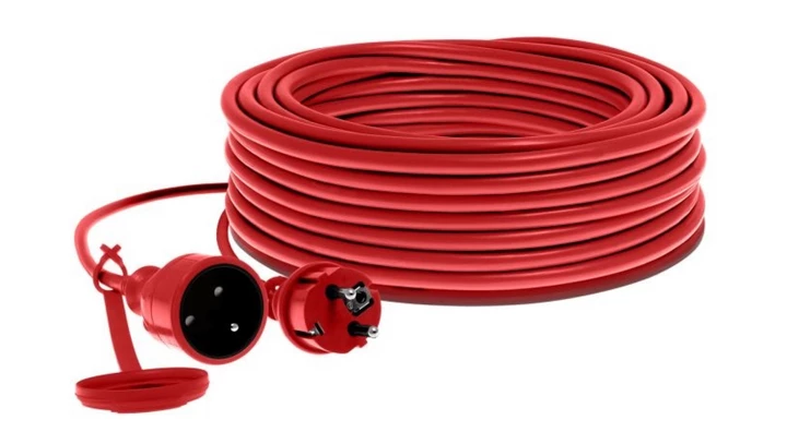 Przedłużacz warsztatowy 1-gniazdo z/u 40m /H05RR-F 3x2,5/ 16A czerwony