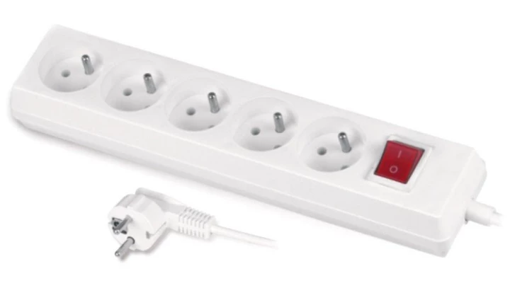 Przedłużacz z wyłącznikiem 5-gniazd z/u 10A 1,5m /OMY 3x1/ biały PS-570WS