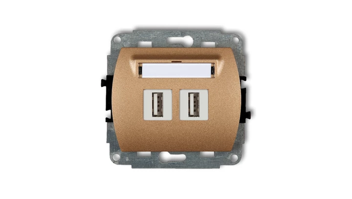 TREND Gniazdo podwójne 2xUSB-AA 3.0 złoty metalik 8GUSB-6