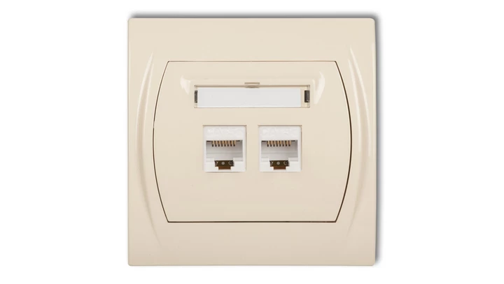 LOGO Gniazdo komputerowe podwójne 1xRJ45, kat. 5e, 8-stykowy beżowy 1LGK-2