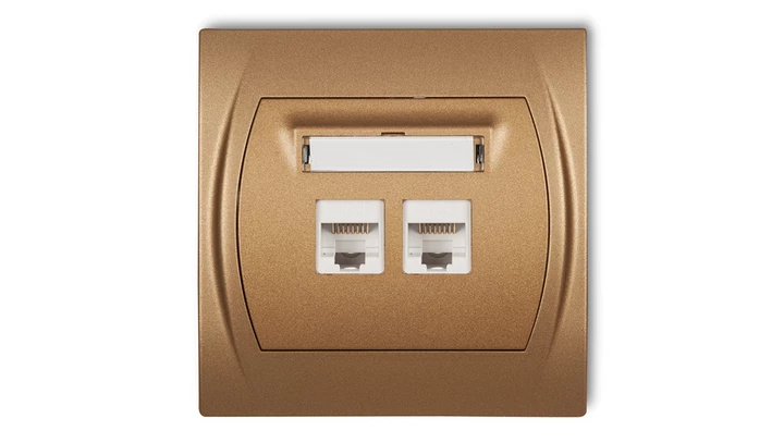 LOGO Gniazdo komputerowe podwójne 1xRJ45, kat. 5e, 8-stykowy złoty metalik 8LGK-2