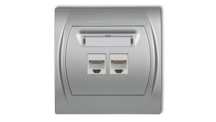 LOGO Gniazdo komputerowe podwójne 1xRJ45, kat. 5e, 8-stykowy srebrny metalik 7LGK-2