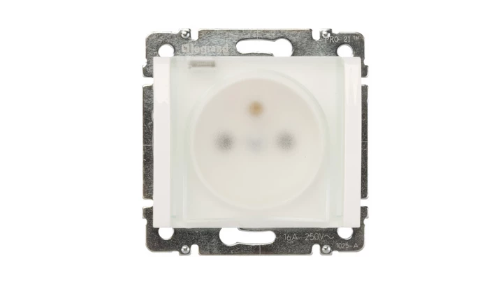 SISTENA LIFE Gniazdo bryzgoszczelne z/u IP44 z klapką arctic 775929