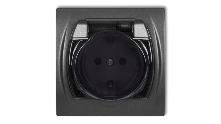 LOGO Gniazdo bryzgoszczelne z/u SCHUKO (klapka dymna) grafitowy 11LGPB-1sdp